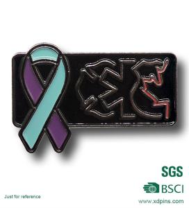 Cancer Awareness Ribbon Lapel Pin Badge with Own Logo (HST-BS-110)